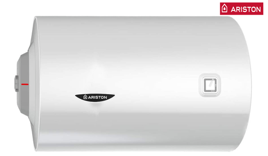 Ariston 80L Horizontal Electric Water Heater Pro1R Italy, Premium Italian Engineered Horizontal Water Heater Featuring Glass Lined Steel Tank and Incoloy Heating Element, High Density Polyurethane Foam Insulation for Ultimate Heat Retention, Suitable for